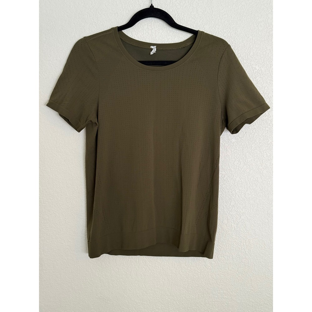 Athleta Momentum Short Sleeve Seamless Training Tee Olive Green Medium